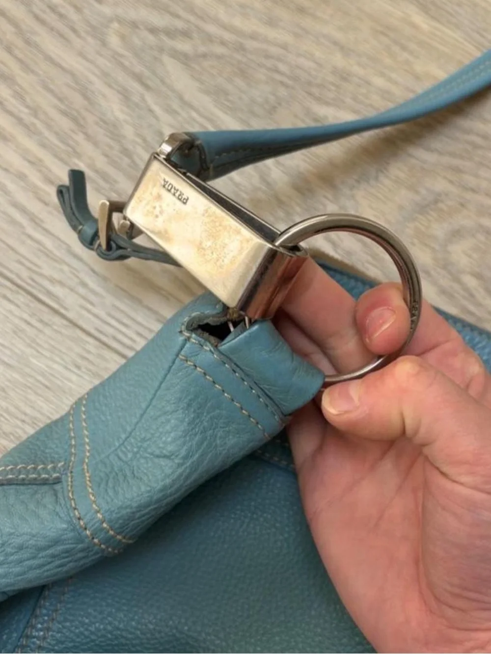 Prada Vitello Daino Hobo in Teal Blue
